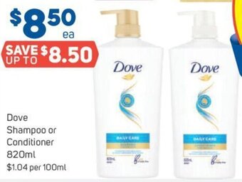 Foodland Dove Shampoo or Conditioner 820ml offer