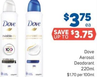 Foodland Dove Aerosol Deodorant 220ml offer