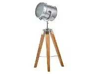 LivingStyles Beacon Timber Tripod Spotlight Table Lamp, Natural / Chrome offer