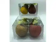 Christmas Ornaments - Glitter Apples 4 pk