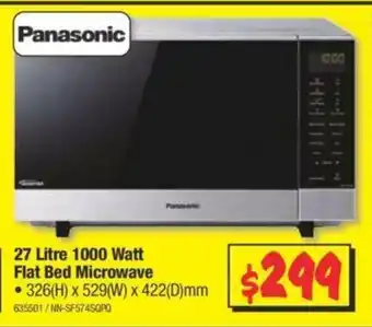 JB Hi-Fi Panasonic - 27 Litre 1000 Watt Flat Bed Microwave - 635501 offer