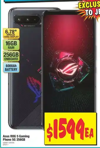 JB Hi-Fi Asus ROG 5 Gaming Phone 5G 256GB offer