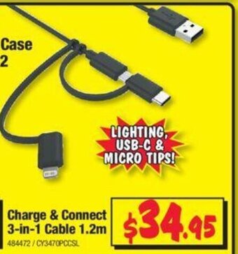 JB Hi-Fi Charge & Connect 3-in-1 Cable 1.2m offer
