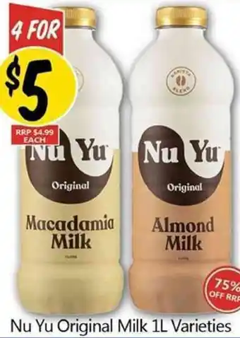Not Quite Right Nu Yu Original Milk 1L Varieties offer