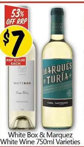 Not Quite Right White Box & Marquez White Wine 750ml Varieties offer