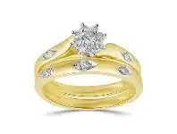 Bevilles Jewellery Twin Ring Set with 1/4ct of Diamonds in 9ct Yellow Gold offer