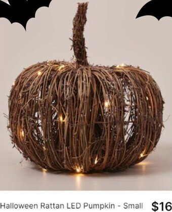 Halloween Rattan LED Pumpkin - Small