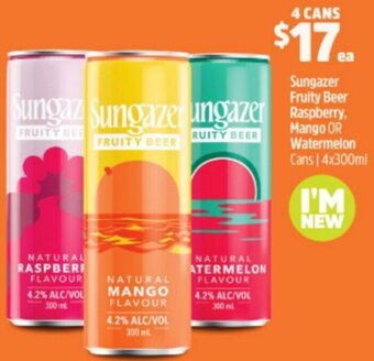 BWS Sungazer Fruity Beer Raspberry, Mango Or Watermelon offer