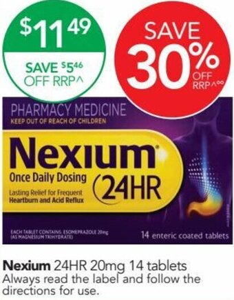 Terry White Nexium 24hr 20mg 14 Tablets offer