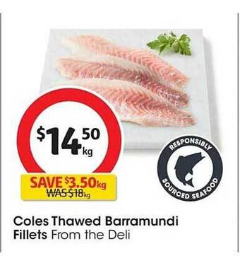 Coles Coles thawed barramundi fillets offer