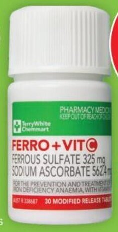 Terry White TerryWhite Chemmart Ferro + Vitamin C 30 Tablets offer