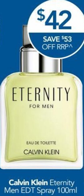 Terry White Calvin Klein Eternity Men EDT Spray 100ml offer