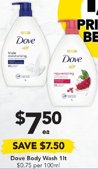 Dove Body Wash 1lt