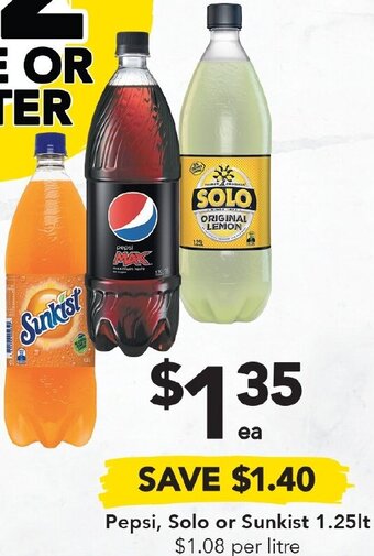 Drakes Pepsi, Solo Or Sunkist 1.25lt offer