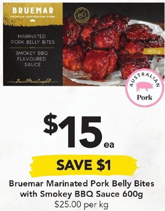 Bruemar Marinated Pork Belly Bites With Smokey BBQ Sauce 600g