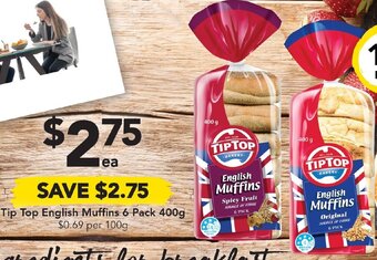 Drakes Tip Top English Muffins 6 Pack 400g offer
