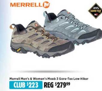 Anaconda Merrell men's women's moab 3 gore-tex low hiker offer