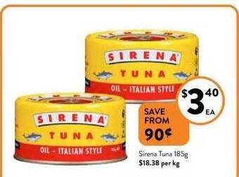 Foodworks Sirena tuna offer