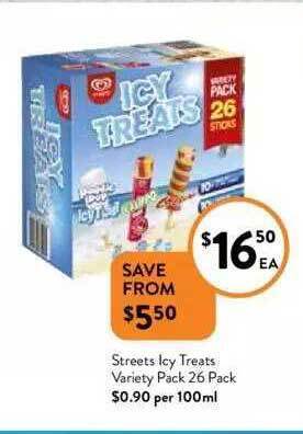 Foodworks Streets icy treats variety pack 26 pack offer