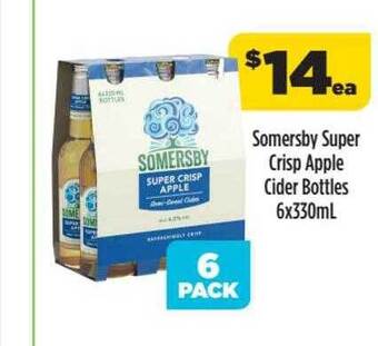 Liquorland Somersby super crisp apple cider bottles 6x330ml offer