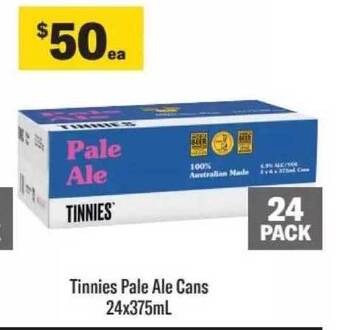 Liquorland Tinnies pale ale cans 24x375ml offer