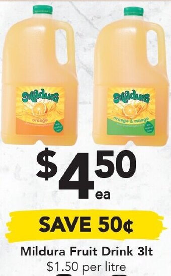 Drakes Mildura Fruit Drink 3lt offer