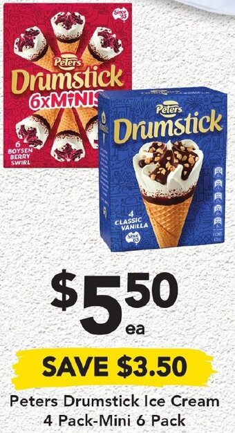 Drakes Peters Drumstick Ice Cream 4 Pack-Mini 6 Pack offer