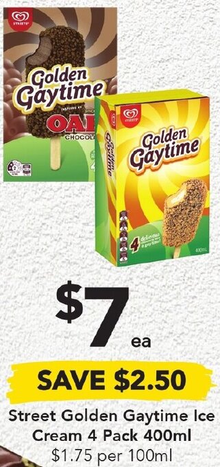 Drakes Street Golden Gaytime Ice Cream 4 Pack 400ml offer