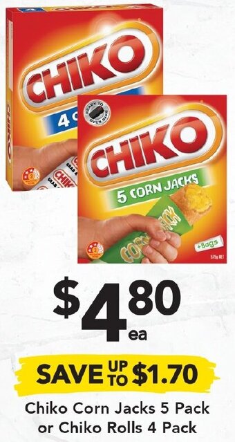 Drakes Chiko Corn Jacks 5 Pack Or Chiko Rolls 4 Pack offer