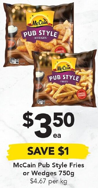 Drakes McCain Pub Style Fries Or Wedges 750g offer