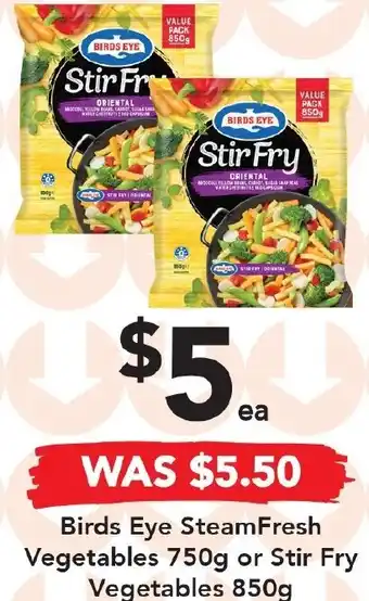 Drakes Birds Eye SteamFresh Vegetables 750g Or Stir Fry Vegetables 850g offer