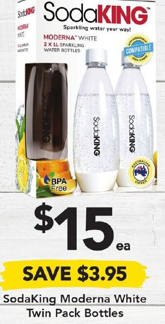 Drakes Sodaking Moderna White Twin Pack Bottles offer