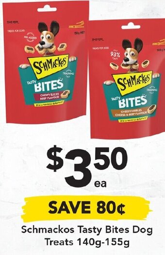 Drakes Schmackos Tasty Bites Dog Treats 140g-155g offer