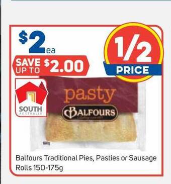 Foodland Balfours traditional pies pasties or sausage rolls offer