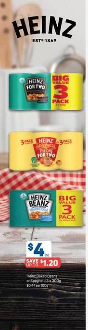 Foodland Heinz baked beans or spaghetti offer