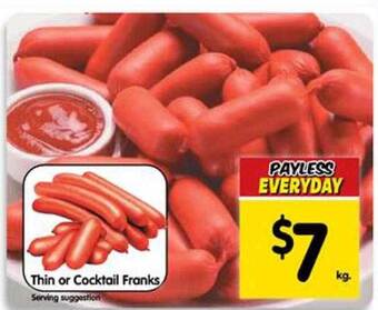 Spar Thin or cocktail franks offer