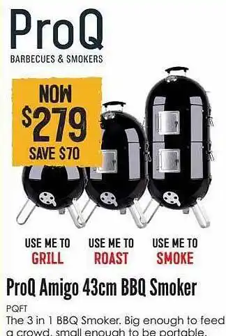 Barbeques Galore Proq amigo 43cm bbq smoker offer