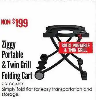 Barbeques Galore Ziggy portable & twin grill folding cart offer