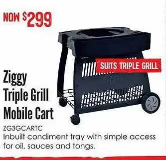 Barbeques Galore Ziggy triple grill mobile cart offer