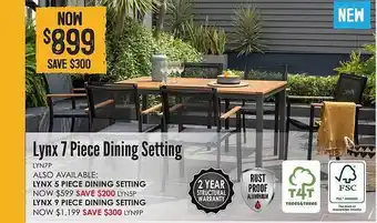 Barbeques Galore Lynx 7 piece dining setting offer