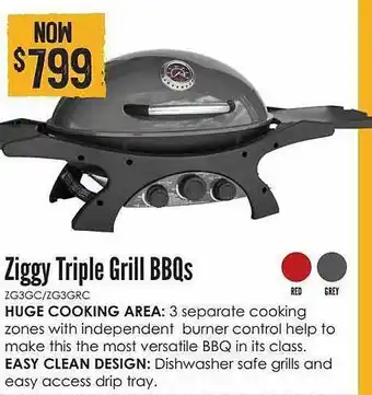 Barbeques Galore Ziggy triple grill bbqs offer