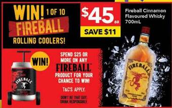 Ritchies Fireball cinnamon flavoured whisky offer