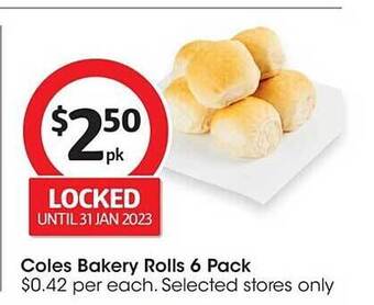Coles Coles bakery rolls 6 pack offer