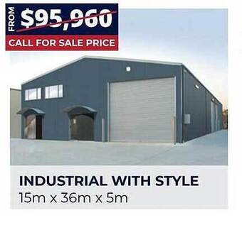 Wide Span Sheds Industrial with style 15m x 36m x 5m offer