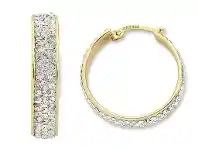 Bevilles Jewellery 9ct Yellow Gold Silver Filled Crystal Hoop Earrings-5mm offer