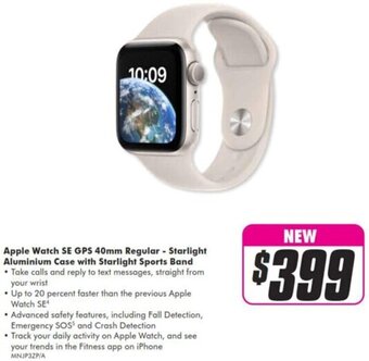 The Good Guys Apple Watch SE GPS 40mm Regular - Starlight Aluminium Case With Starlight Sports Band offer