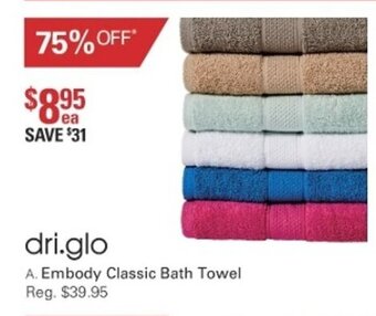 Harris Scarfe Dri.glo Embody Classic Bath Towel offer