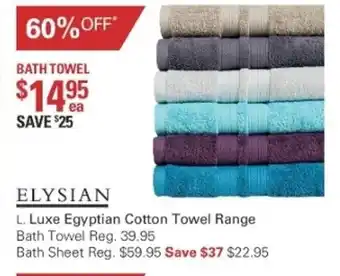 Harris Scarfe Elysian Luxe Egyptian Cotton Towel Range : Bath Towel offer