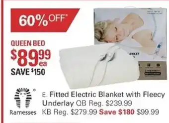 Harris Scarfe Ramesses Fitted Electric Blanket with Fleecy Underlay : Queen Bed offer