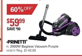 Harris Scarfe Prinetti 2000W Bagless Vacuum Purple offer
